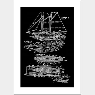 Ship's Hull Vintage Patent Hand Drawing Posters and Art